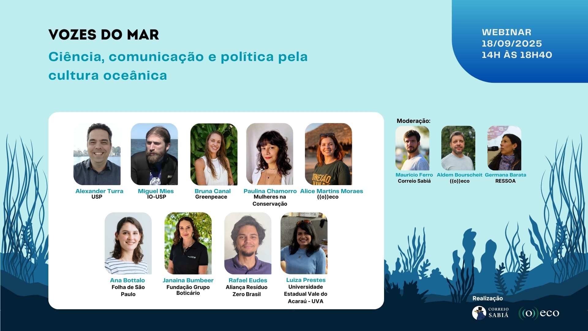 Vozes do Mar: Correio Sabiá e ((o))eco realizam webinário sobre oceano